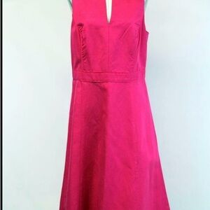 Ann Taylor Pink A-line Midi Dress Plunge Neckline